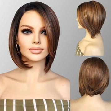 Lace front pruik trendy kort a-symetrische bob mod beschikbaar voor biedingen