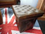 Bruin Leren Vintage Chesterfield Poef, Ophalen, Gebruikt, Vierkant, Chesterfield