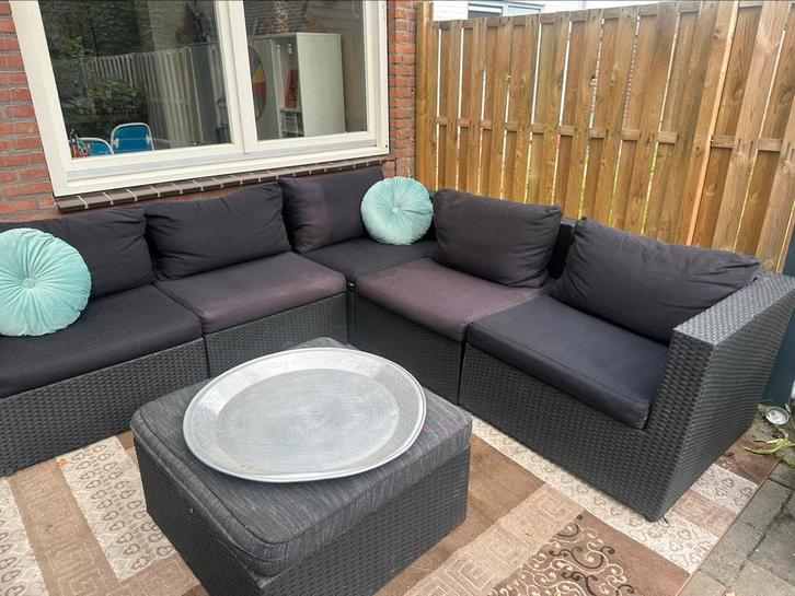 P&R DESIGN loungset hoekbank, Tuin en Terras, Tuinsets en Loungesets, Gebruikt, Kunststof, Hocker, Ophalen of Verzenden