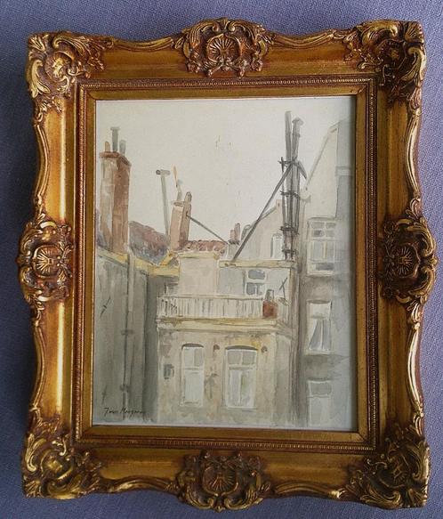 Uitzicht huis Amsterdam - Jacques van Meegeren (1912-1977), Antiek en Kunst, Kunst | Schilderijen | Klassiek, Ophalen of Verzenden