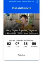 STAPLAATS 22 mei Harry Styles, Tickets en Kaartjes, Concerten | Pop, Eén persoon, Mei
