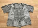 Lichtgrijze India blouse met borduursel mt L izgs, Ophalen of Verzenden, Gedragen, Maat 42/44 (L), Grijs