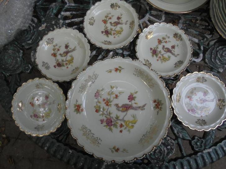 Petit four setje Winterling Bavaria met Paradijs vogel, Antiek en Kunst, Antiek | Servies los, Ophalen of Verzenden