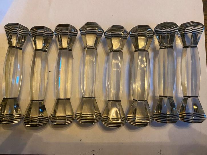 Set van 8 vintage glazen messenleggers, art deco, Antiek en Kunst, Antiek | Bestek, Ophalen of Verzenden