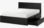 Malm Bed 140x200cm, Huis en Inrichting, Slaapkamer | Bedden, Ophalen, Zwart, 140 cm, Zo goed als nieuw