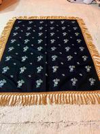 Retro tafelkleed geborduurd zwart met bloemen 156/126, Gebruikt, Etten-Leur, DJT@dejuistetoon.eu, Ophalen of Verzenden