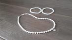 Bruidssetje: 2 witte armbanden en ketting met hartje, Ophalen of Verzenden, Nieuw, Wit, Accessoires