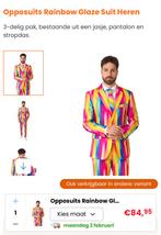 Carnaval Regenboog 3 delig pak Opposuits, Kleding | Heren, Carnavalskleding en Feestkleding, Ophalen of Verzenden, Zo goed als nieuw