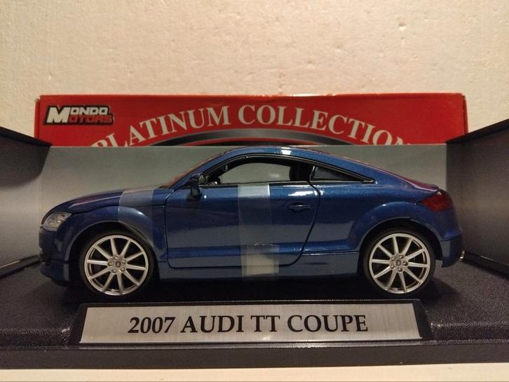 Audi TT tfsi coupe blauw metallic 2007 Mondo Motors 1:18 KRD, Hobby en Vrije tijd, Modelauto's | 1:18, Zo goed als nieuw, Auto