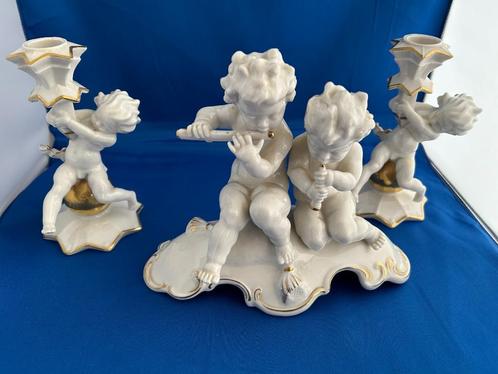 Hutschenreuther muziek putti's met twee kandelaars, Antiek en Kunst, Antiek | Porselein, Ophalen of Verzenden