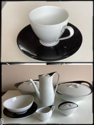 7 Delig servies zwart-wit  A.D. Copier Larissa servies los beschikbaar voor biedingen