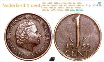 Nederland ƒ 0.01 1951 t/m 1981 62 munten zie foto's