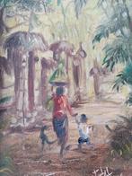 Origineel olieverf schilderij uit Bali...., Antiek en Kunst, Kunst | Schilderijen | Klassiek, Ophalen of Verzenden