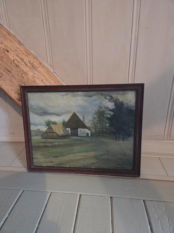 Oude boerderij schilderij beschikbaar voor biedingen