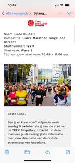 Startbewijs Singelloop Utrecht Halve Marathon, Eén persoon