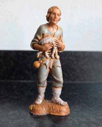 Landi Herder met lam oud Italiaans kerst figuur kunstof  beschikbaar voor biedingen