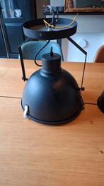 Industriële Zwarte Lamp met Melkglas, Ophalen of Verzenden, Zo goed als nieuw, Glas, Minder dan 50 cm