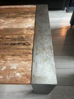 Ophalen in Leerdam! Robuuste salontafel met stalen frame, Ophalen, Vierkant, Zo goed als nieuw, Minder dan 50 cm