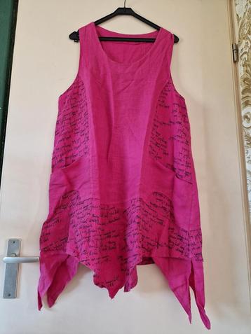 Als nieuw! Made in italy roze zwart lin a lijn punten tuniek beschikbaar voor biedingen