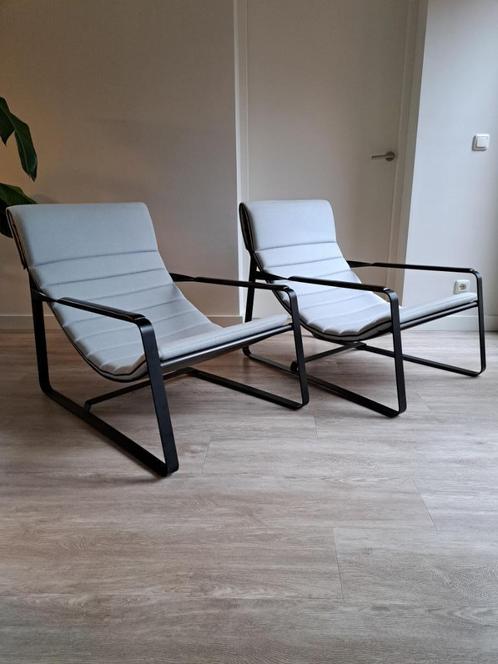Set Minotti Hopper Chairs, Huis en Inrichting, Fauteuils, Gebruikt, Leer, Metaal, Stof, 75 tot 100 cm, 100 tot 125 cm, Ophalen of Verzenden