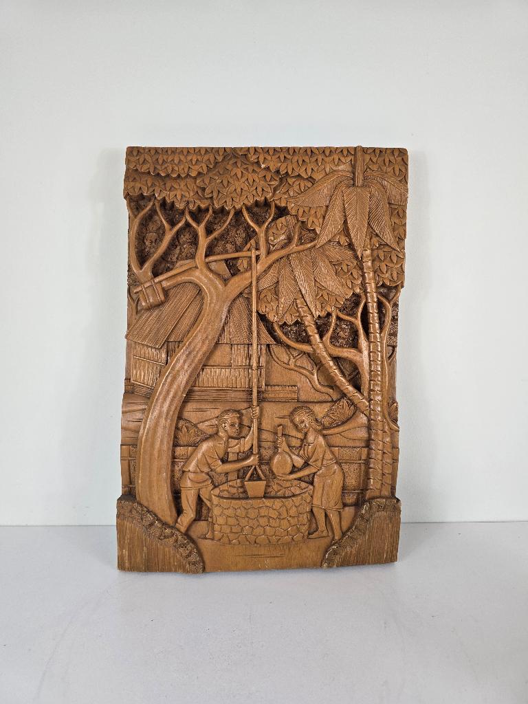 Plaquette, hout, Bali, Indonesië, midden 20e eeuw, Ophalen of Verzenden