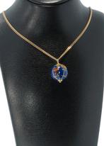 Wereld globe 18k gouden ketting hanger Lapis Lazuli, Verzenden, Zo goed als nieuw, Met edelsteen, Info@voordeelsieraden.nl