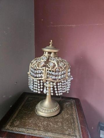 Franse antieke kristallen tafel lamp kroonluchterstijl beschikbaar voor biedingen