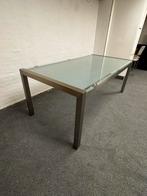 RVS tafel met glazen blad, Ophalen, 200 cm of meer, 50 tot 100 cm, Zo goed als nieuw