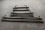 Moderne RVS trapleuningen (gebogen), 6 stuks, zeer netjes, Ophalen of Verzenden, Zo goed als nieuw, Rvs, Schroeven