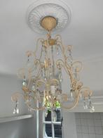 plafondlamp/kroonluchter cremewit/glas, Huis en Inrichting, Ophalen, Gebruikt
