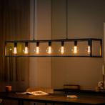 7 lamps hanglamp zwart staal., Ophalen, Zo goed als nieuw, Minder dan 50 cm