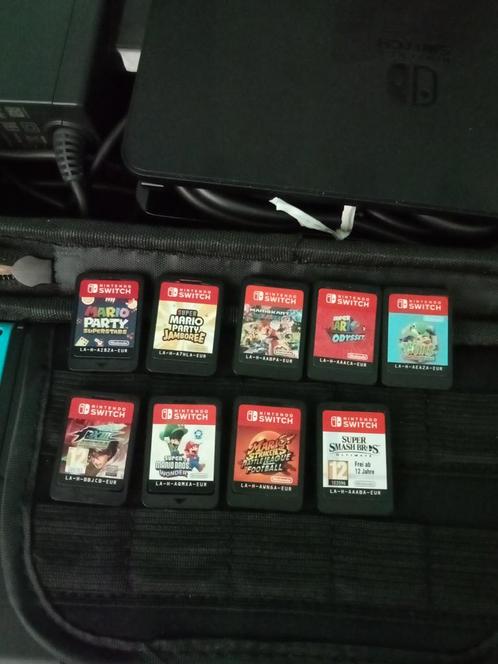 Switch oled red blue 64gb met 9 games 580 euro, Spelcomputers en Games, Spelcomputers | Nintendo Switch, Nieuw, Switch OLED, Met 2 controllers