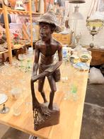 Houten Beeld van Visser, Antiek en Kunst, Ophalen of Verzenden