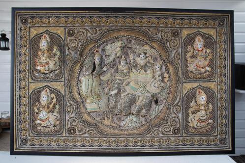 Thailand wandkleed - paneel, handwerk zeer fraai in frame 21, Huis en Inrichting, Woonaccessoires | Wanddecoraties, Zo goed als nieuw