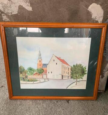 Schilderij Maassluis grote kerk op het kerk eiland beschikbaar voor biedingen
