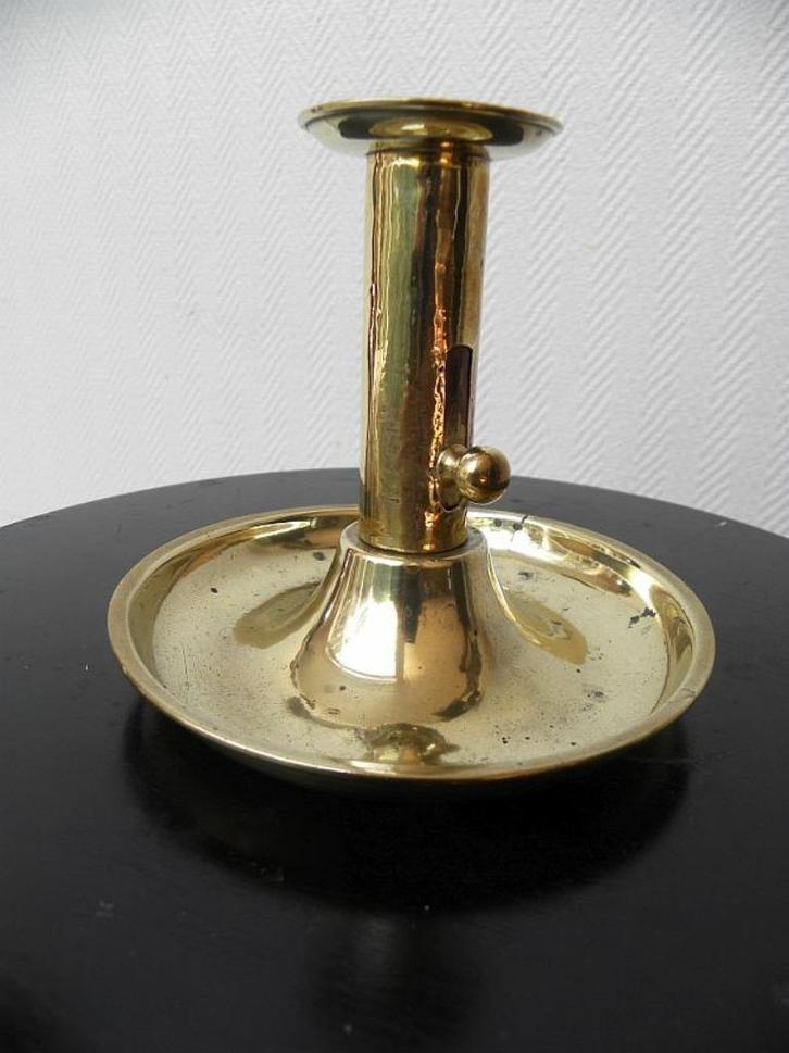 Kandelaar messing met mechanisme 2, Antiek en Kunst, Antiek | Kandelaars, Koper of Brons, Ophalen of Verzenden