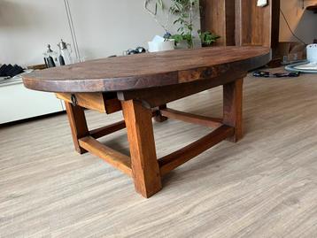 Antieke Eiken Salontafel met Lade - 108cm beschikbaar voor biedingen