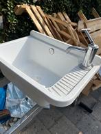 Wastafel met kraan en afvoer, Doe-het-zelf en Verbouw, Sanitair, Ophalen of Verzenden, Gebruikt, Chroom, Wastafel