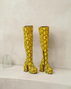 Gele slangen overknee laarzen dames vrouwen hoge laarsjes, Verzenden, Nieuw, Geel, Hoge laarzen