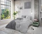 Jij en ik Grey - Lits jumeaux dekbedovertrek, Huis en Inrichting, Ophalen, Dekbedovertrek, Tweepersoons, Zo goed als nieuw