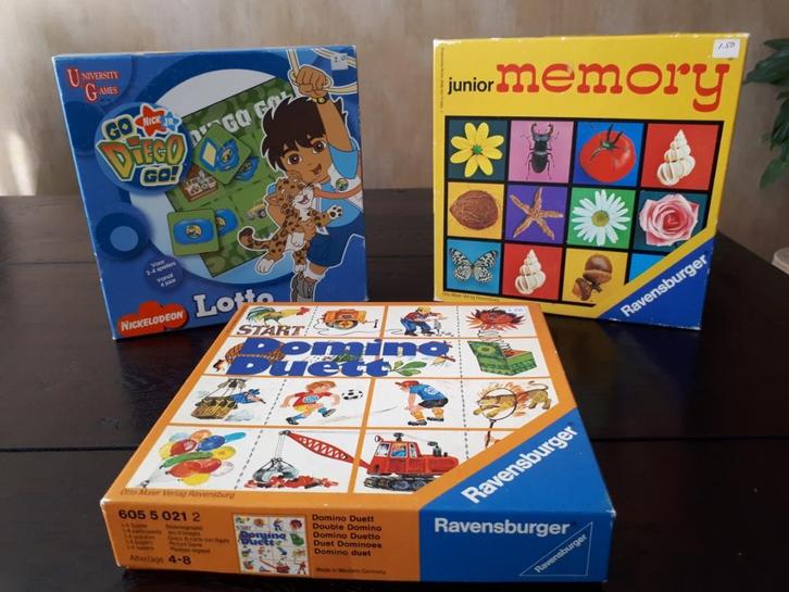 Lotto, Memorie en Domino  (3 spellen), Hobby en Vrije tijd, Gezelschapsspellen | Bordspellen, Gebruikt, Ophalen of Verzenden