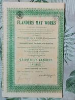 Oude Aandeel Flanders Mat Works - 1927, Ophalen of Verzenden, 1920 tot 1950, Aandeel