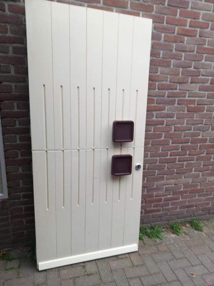 hardhouten voordeur // 970mm Breed, Doe-het-zelf en Verbouw, Deuren en Horren, Gebruikt, Buitendeur, 200 tot 215 cm, Ophalen