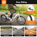 Driewieler Volwassenen (wit) - 20 Inch - met mand, Verzenden, Nieuw, Verstelbare zitting