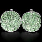 oorbellen 925 zilver 14 k wit goud verguld met Tsavoriet, Nieuw, Ophalen of Verzenden, Met edelsteen, Knopjes of Stekers