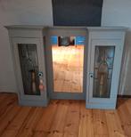Apart oud kastje met spiegel en glas in lood deurtjes, Huis en Inrichting, Kasten | Overige, Ophalen, Gebruikt