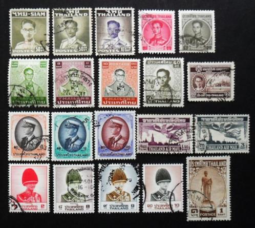 Siam Thailand : koningskopjes en luchtpost - 20 zegels, Postzegels en Munten, Postzegels | Azië, Gestempeld, Zuid-Azië, Ophalen of Verzenden