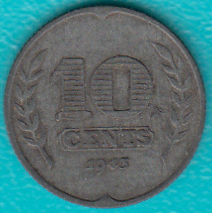Nederland 10 cent 1943 Wilhelmina zink, Sch. 1033, Postzegels en Munten, Munten | Nederland, Losse munt, 10 cent, Koningin Wilhelmina