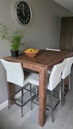 Hoge Tafel met Barkrukken, Ophalen, Gebruikt, 100 tot 150 cm, 50 tot 100 cm