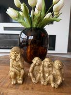 Horen, zien, zwijgen aapjes - set van 2, Ophalen of Verzenden, Gebruikt, Kunststof, Dierenbeeld